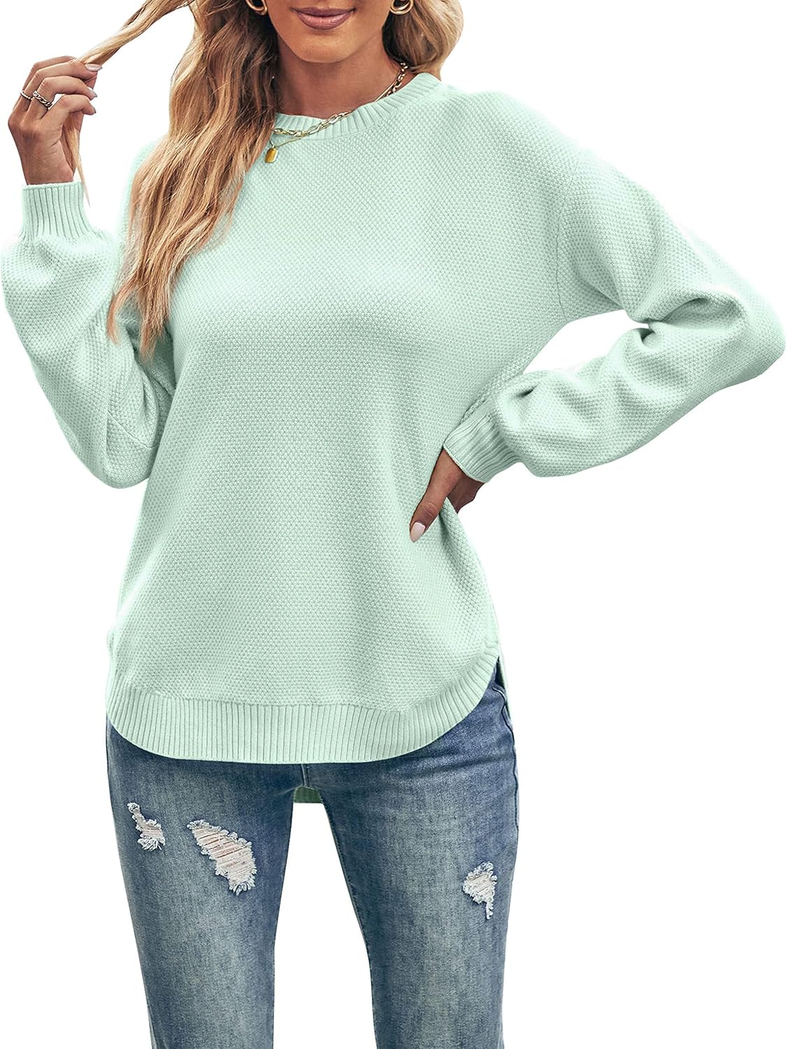 MEROKEETY Women's Fall Winter Sweaters Casual Loose Cozy Sweater Tops Pullover Jumper 2025 Fashion Outfits