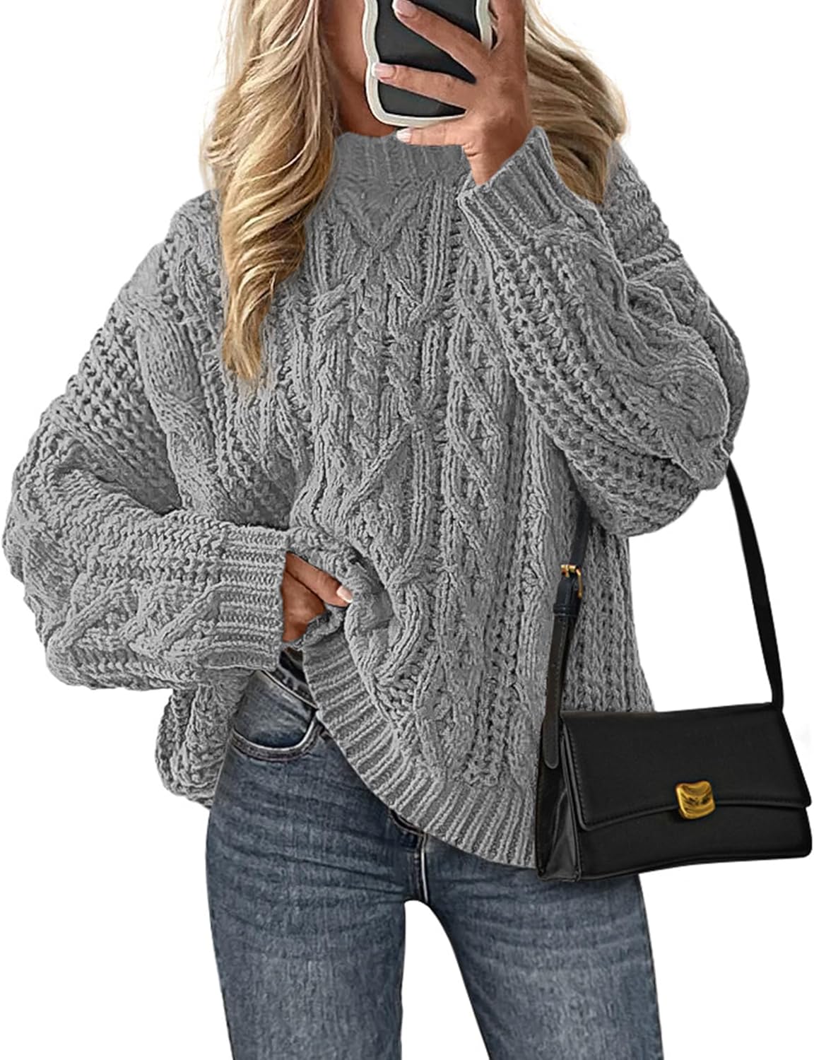 PRETTYGARDEN Women's Oversized Fall Sweaters 2025 Casual Long Sleeve Crewneck Chunky Cable Knit Pullover Tops Winter Clothes