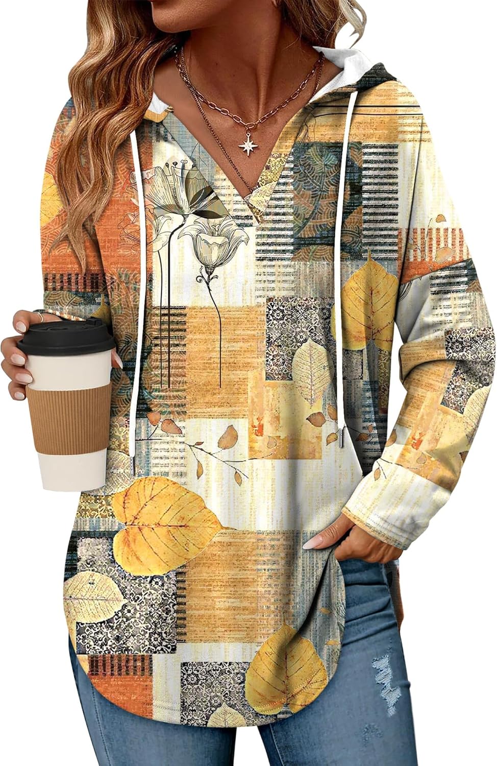 Angerella Womens Fashion Hoodies Pullover Oversized Sweatshirt Long SLeeve Drawstring Hooded Fall Shirts Loose Fit