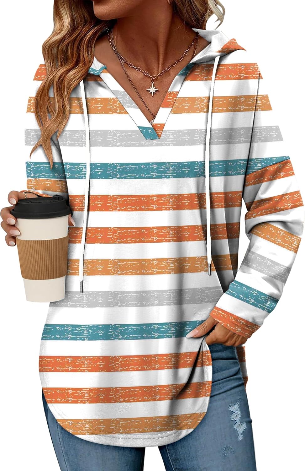 Angerella Womens Fashion Hoodies Pullover Oversized Sweatshirt Long SLeeve Drawstring Hooded Fall Shirts Loose Fit