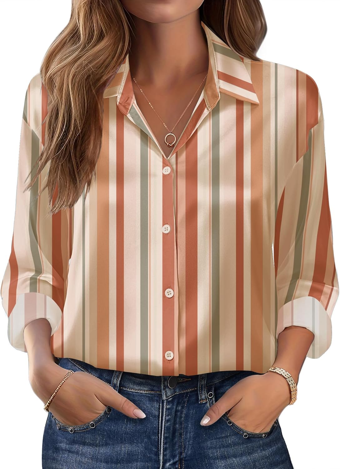 Zeagoo Womens Tops Long Sleeve Satin Silk Button Down Shirts Casual Business Dressy Blouses Fall Clothes