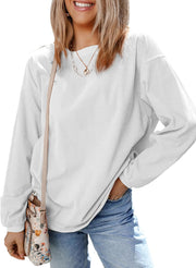 SELINK Womens Crewneck Oversized Corduroy Corded Sweatshirt Long Sleeve Casual Pullover Tops