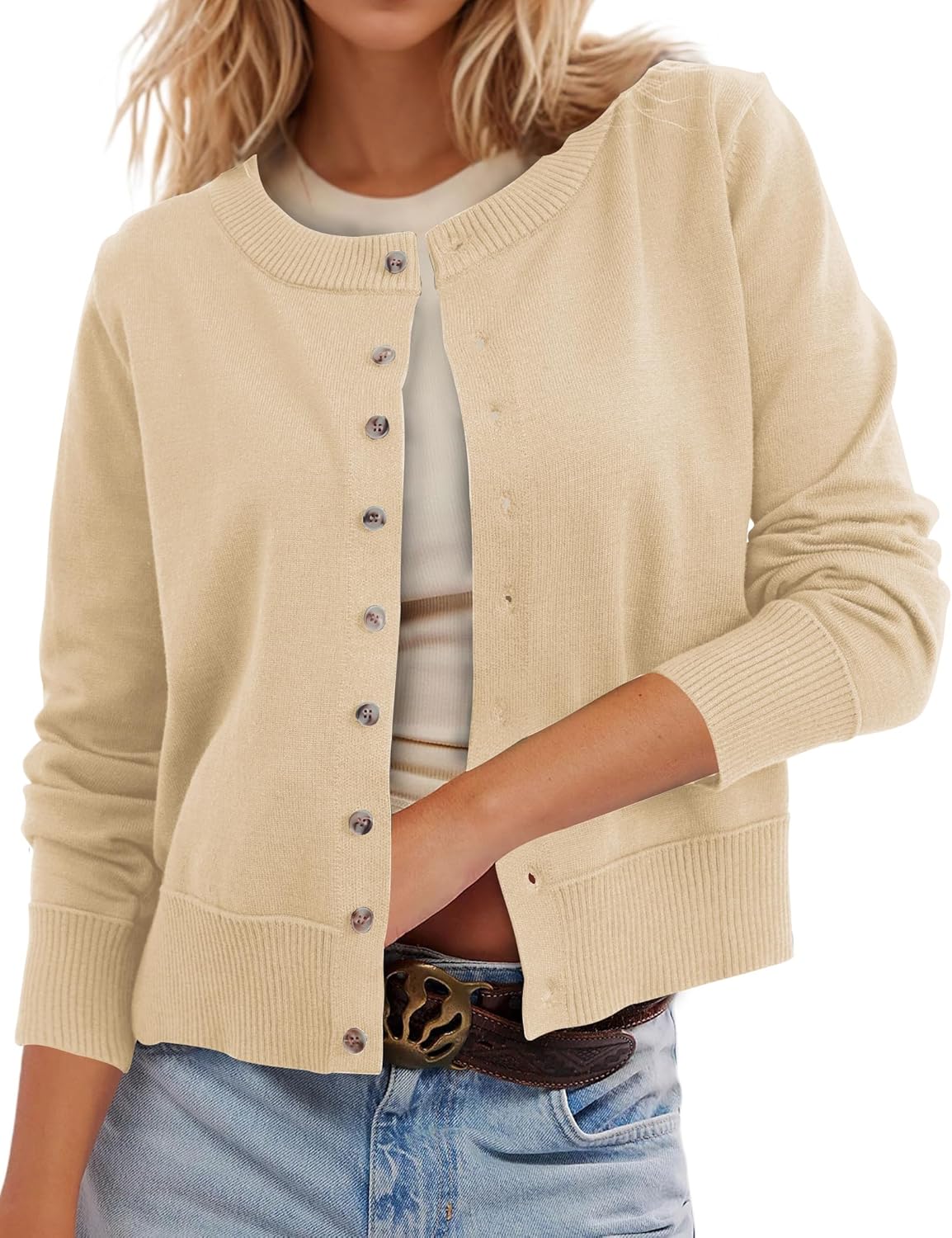 Leopard Cardigan Open Front Button Up Sweaters for Women Long Sleeve Shrug Cheetah Print Top Cropped Cardigan Jackets