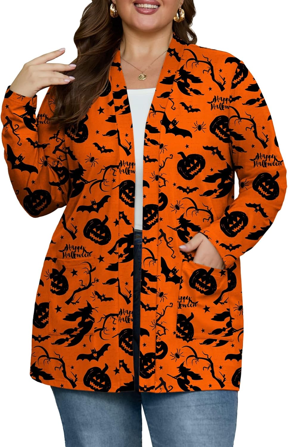 OLRIK Plus Size Cardigan for Women 2025 with Pockets Long Sleeve Casual Lightweight Jacket Open Front Cover Ups