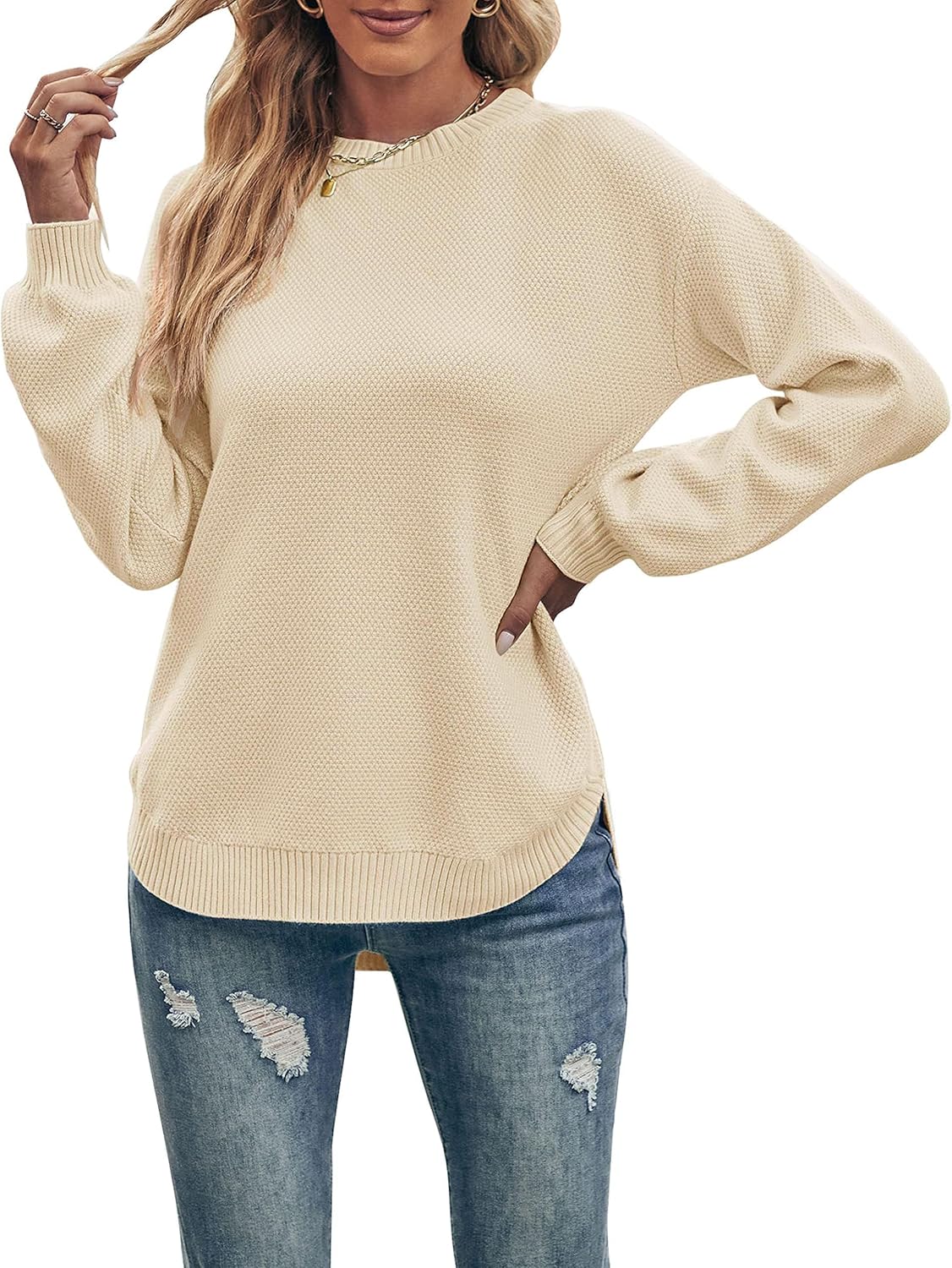 MEROKEETY Women's Fall Winter Sweaters Casual Loose Cozy Sweater Tops Pullover Jumper 2025 Fashion Outfits