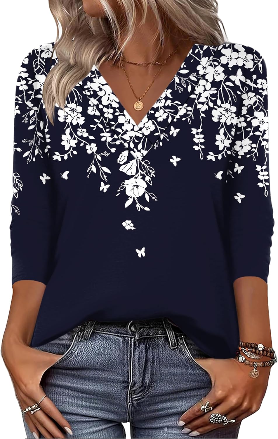 Zeagoo Women Long Sleeve Tops Dressy Casual V Neck Tshirts Basics Tee 2025 Fall Trendy Clothes S-2XL