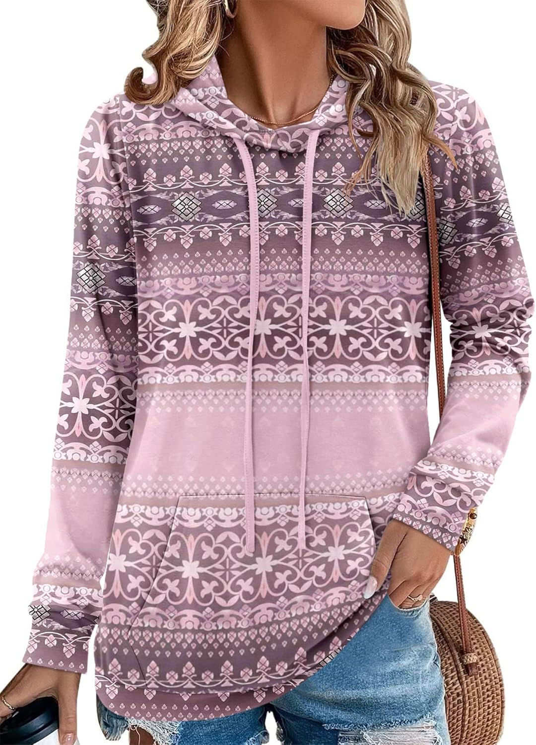 Angerella Hoodies for Women Camo Leopard Print Tops Pullover Hooded Sweatshirt Drawstring with Pocket