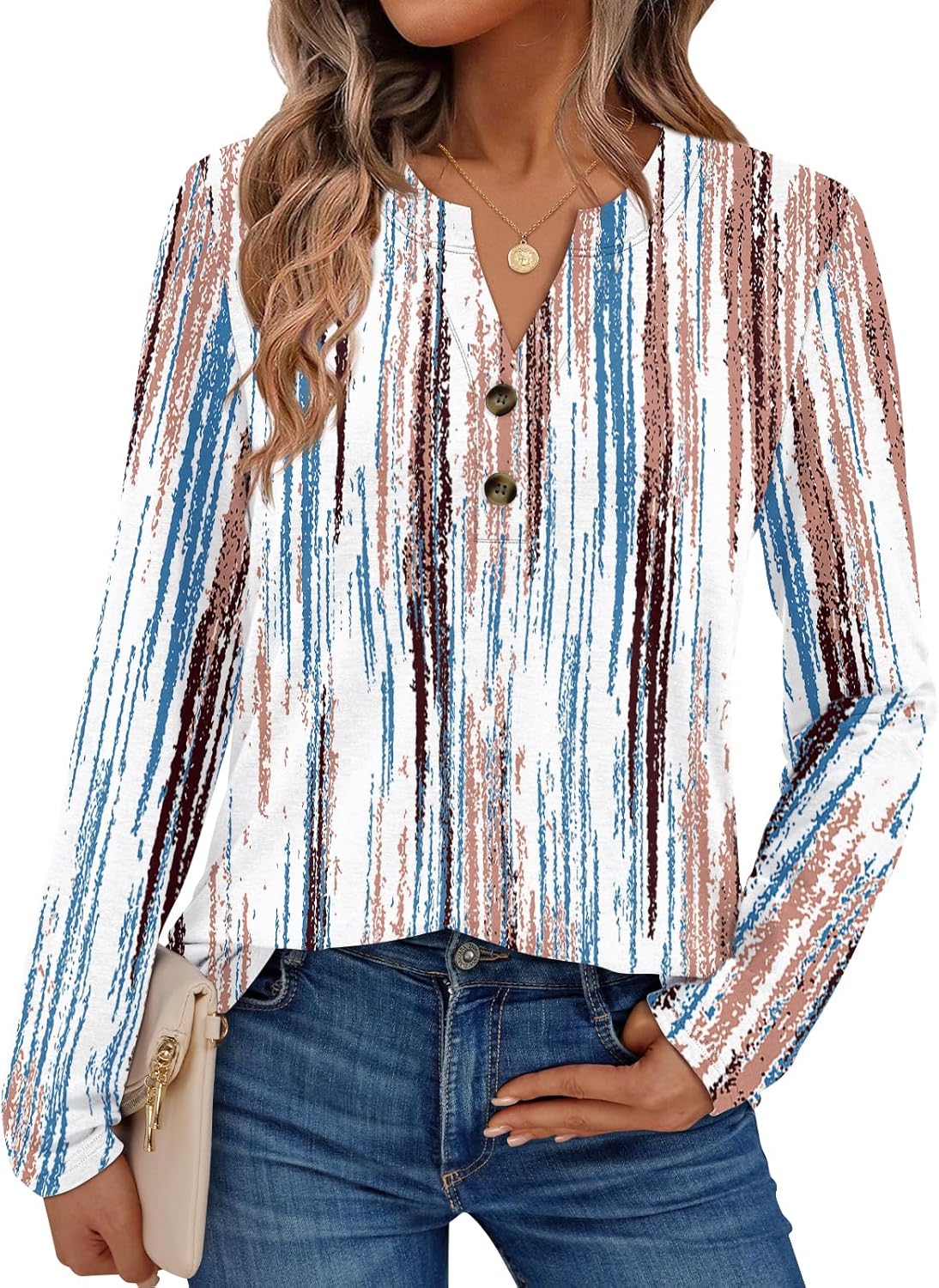 AUTOMET Women's Long Sleeve Shirts 2025 Fall Fashion Dressy Casual Tops Trendy Henley Blouses Cute Work Outfits Clothes