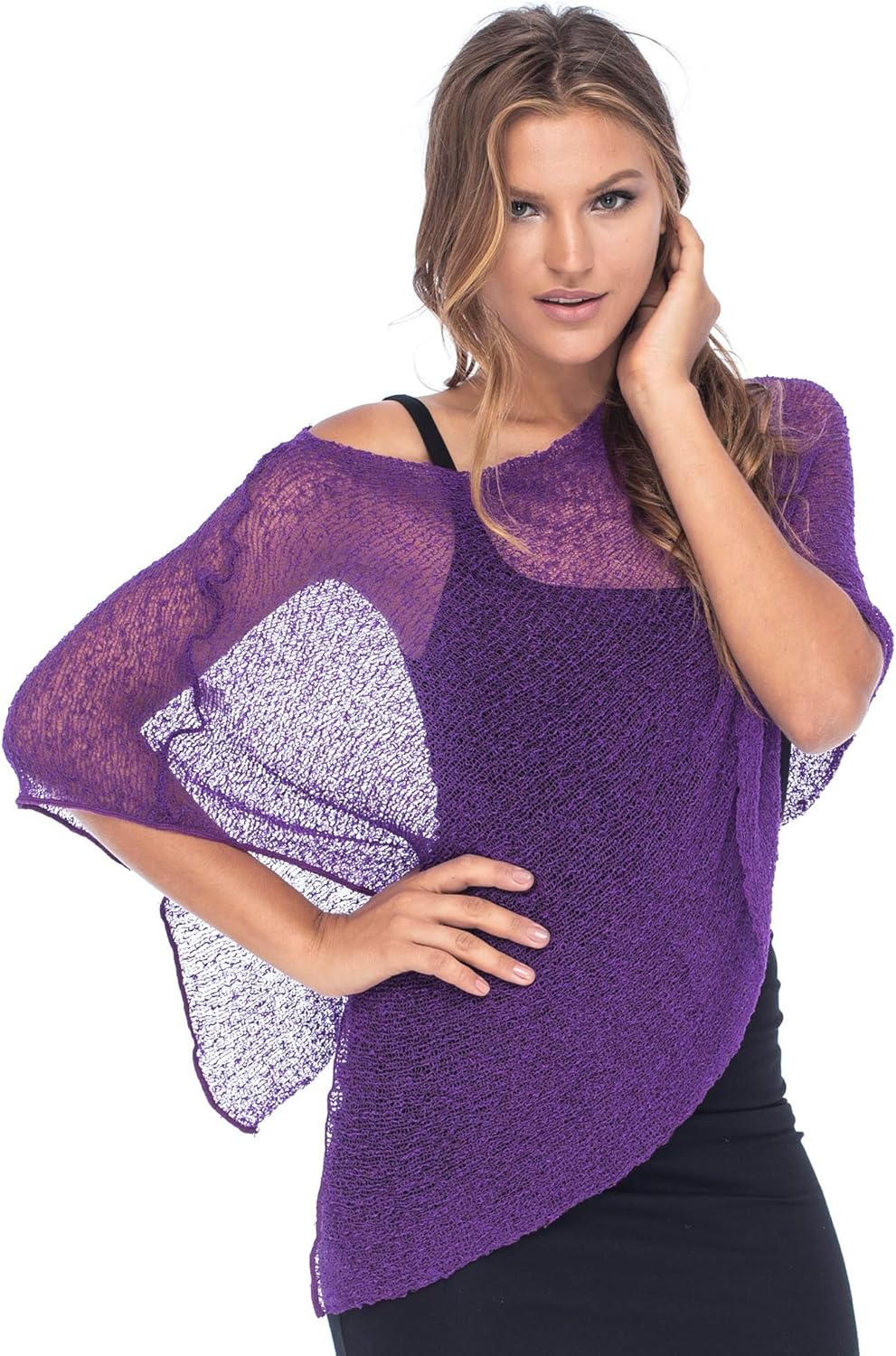 Back From Bali Womens Sheer Poncho Shrug Bolero, Lightweight Summer Shrug Pullover Sweater