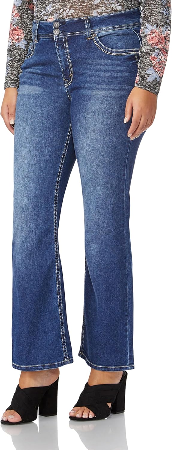 WallFlower Luscious Curvy Bootcut Jeans for Women, Mid-Rise Insta Stretch Denim, Size-Inclusive Juniors Jeans, Sizes 0 to 24