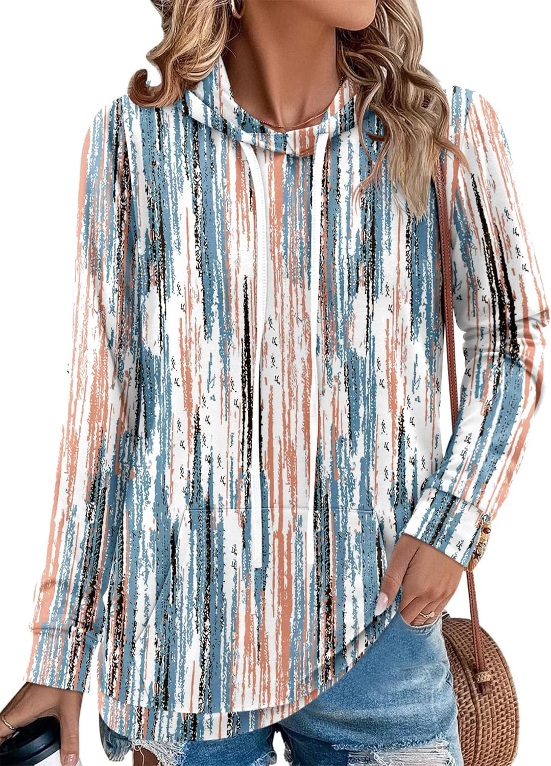 Angerella Hoodies for Women Camo Leopard Print Tops Pullover Hooded Sweatshirt Drawstring with Pocket