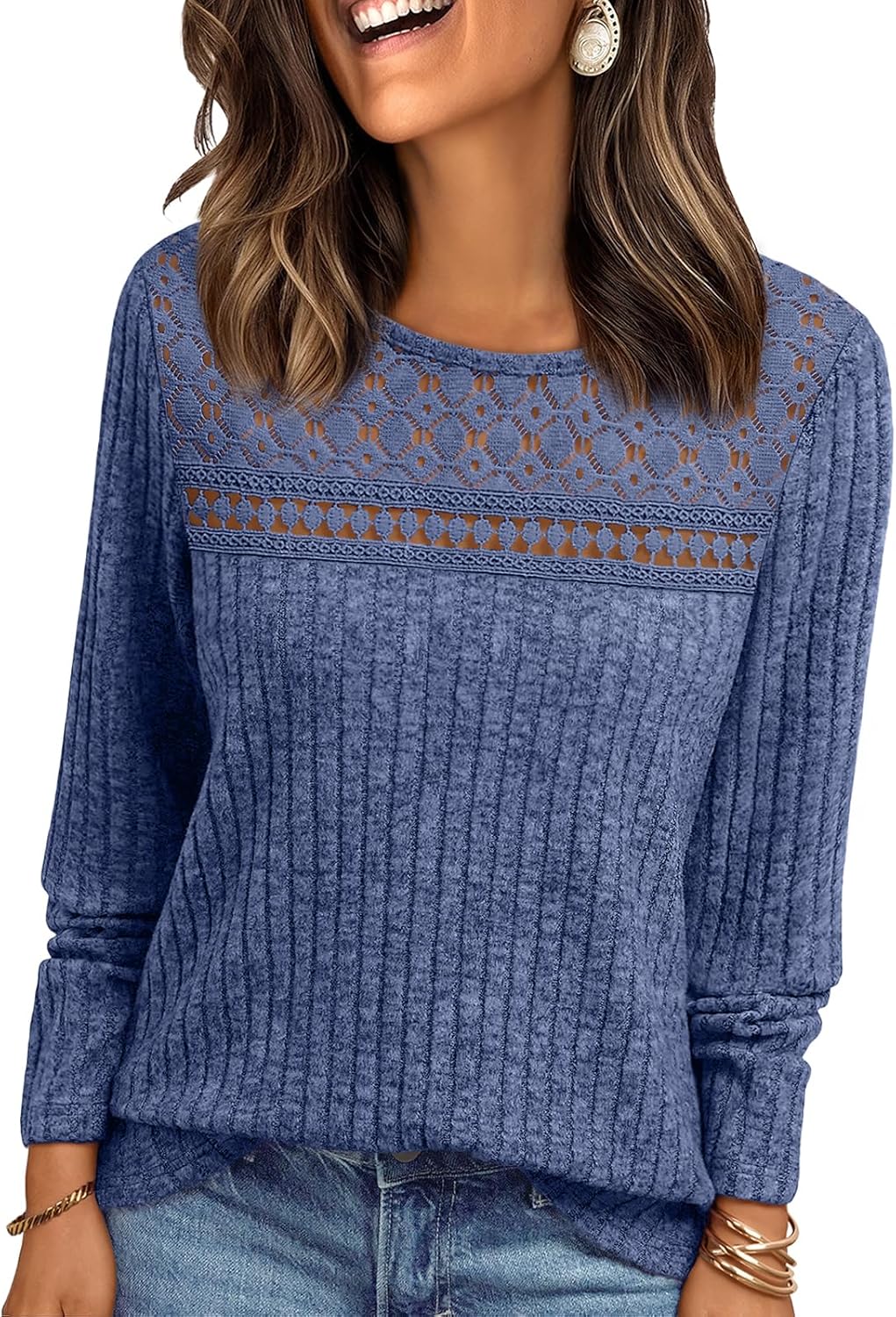 AUTOMET Womens Lace Long Sleeve Shirt Fall Top Fashion Dreesy Casual Tunic Sweaters Mesh Clothes Trendy Work Cute Outfits