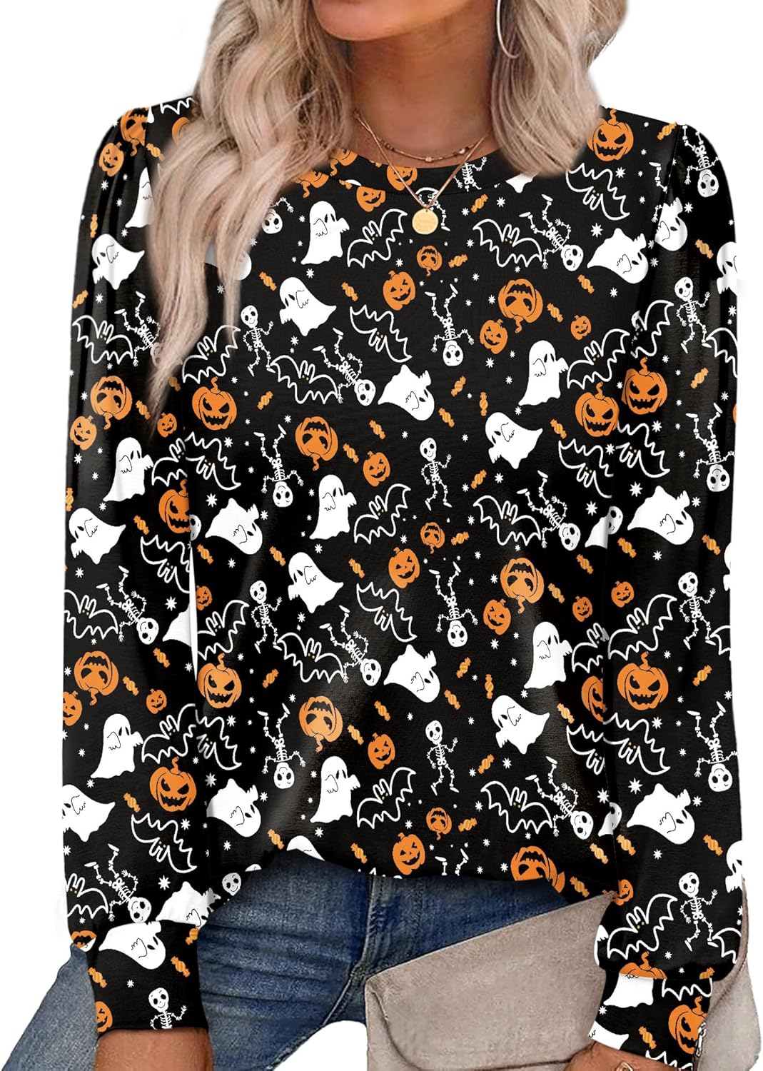 Alaroo Womens Long Sleeve Shirts 2025 Fall Tunic Tops Crewneck Blouses Print