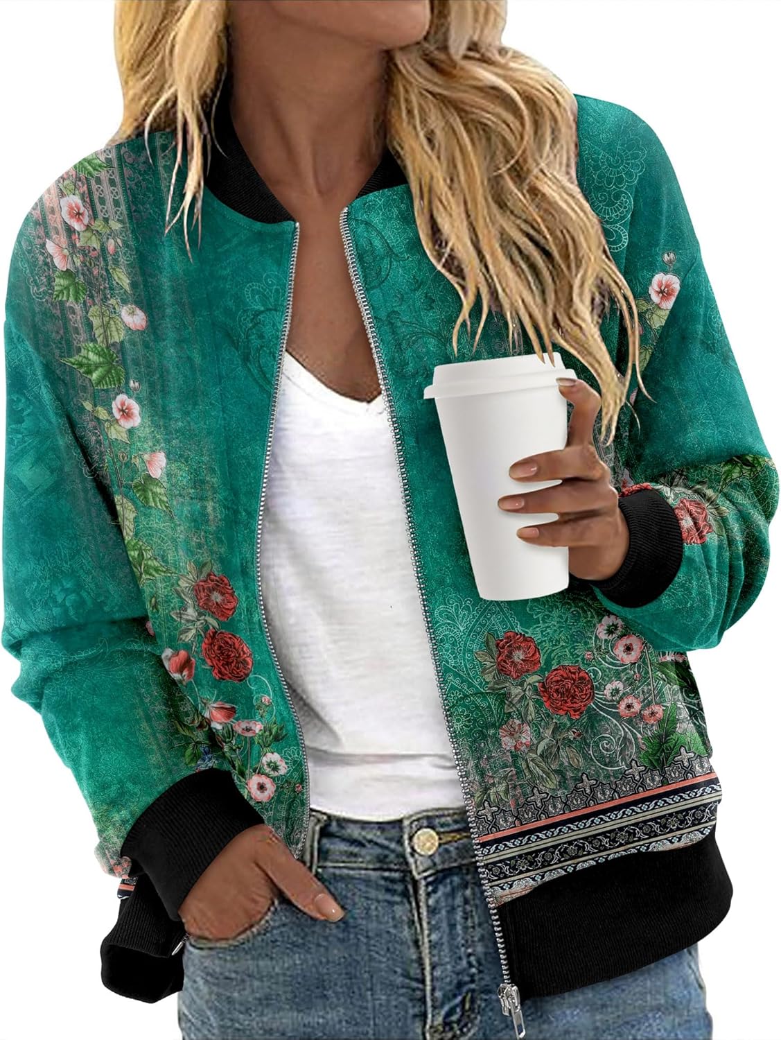 CRAZY GRID Women's Zip Up Jacket Casual Long Sleeve Sweatshirts Fall Coat Outerwear Windbreaker with Pockets S-XXL