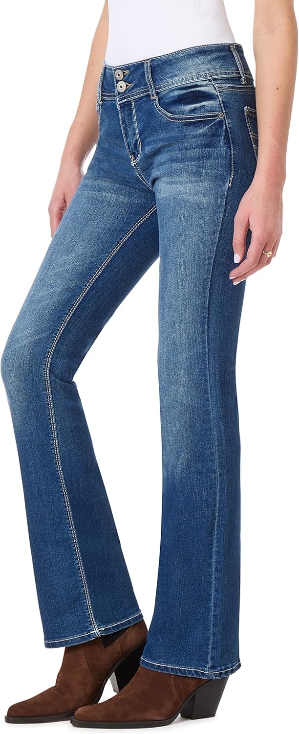 WallFlower Luscious Curvy Bootcut Jeans for Women, Mid-Rise Insta Stretch Denim, Size-Inclusive Juniors Jeans, Sizes 0 to 24