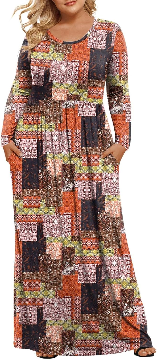 LONGYUAN Women's Plus Size Maxi Dresses for Curvy Women Casual Long Dress XL-6XL