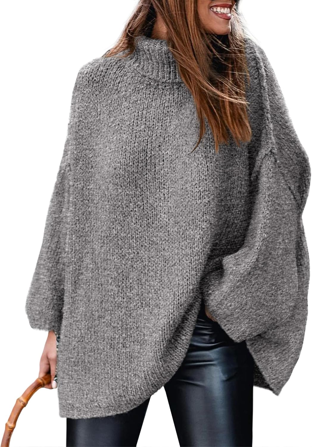 PRETTYGARDEN Women's 2025 Fall Turtleneck Oversized Sweaters Long Sleeve Chunky Knit Pullover Tops Winter Fashion Clothes