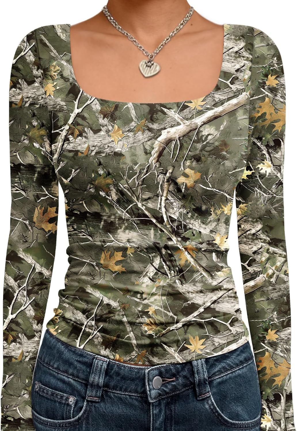 Trendy Queen Womens Long Sleeve Shirts Crop Tops Fall Fashion 2025 Square Neck Going Out Basics Tees Y2k Clothes