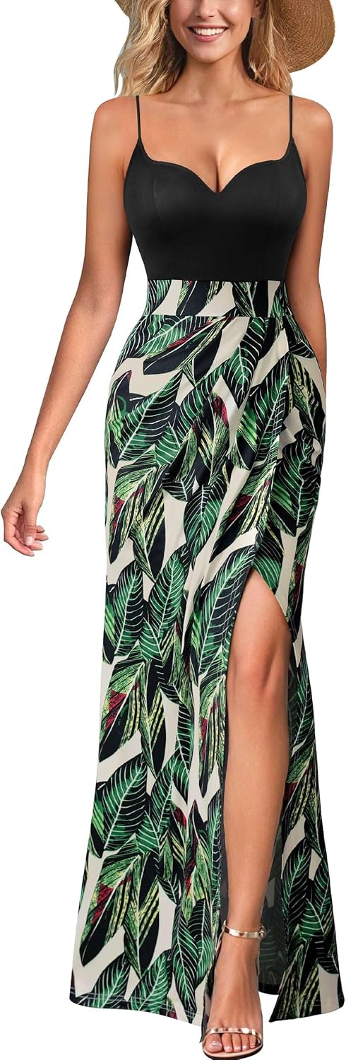 VFSHOW Womens Sexy Formal Ruched Fitted High Slit Bodycon Maxi Dress Spaghetti Strap Sweetheart Cocktail Prom Evening Gown