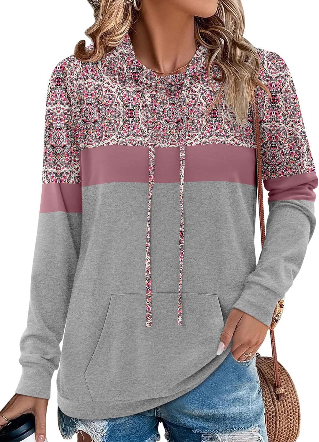 Angerella Hoodies for Women Camo Leopard Print Tops Pullover Hooded Sweatshirt Drawstring with Pocket