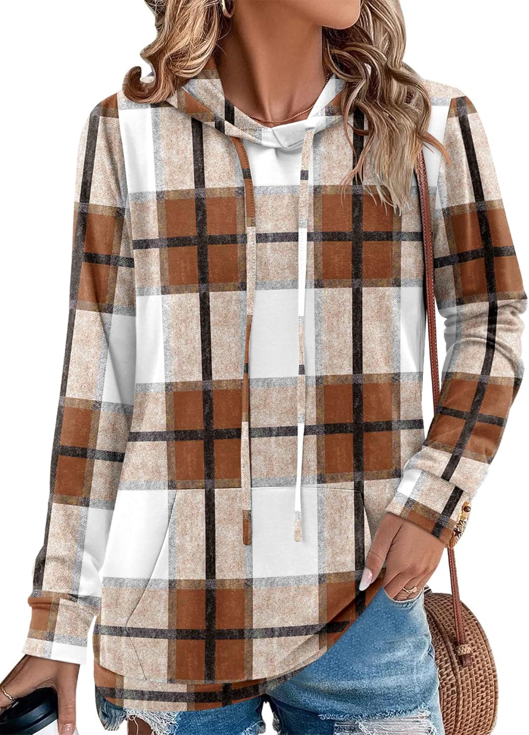 Angerella Hoodies for Women Camo Leopard Print Tops Pullover Hooded Sweatshirt Drawstring with Pocket