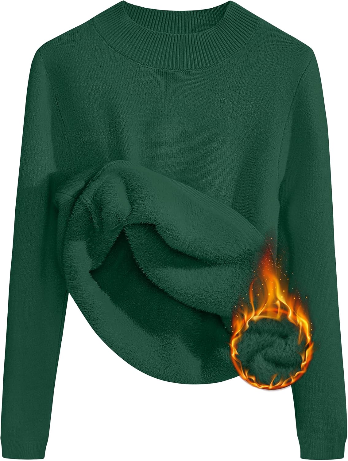 ZESICA Women's Fleece Sherpa Lined Sweater 2025 Winter Thermal Shirts Long Sleeve Mock Neck Slim Fitted Pullover Tops