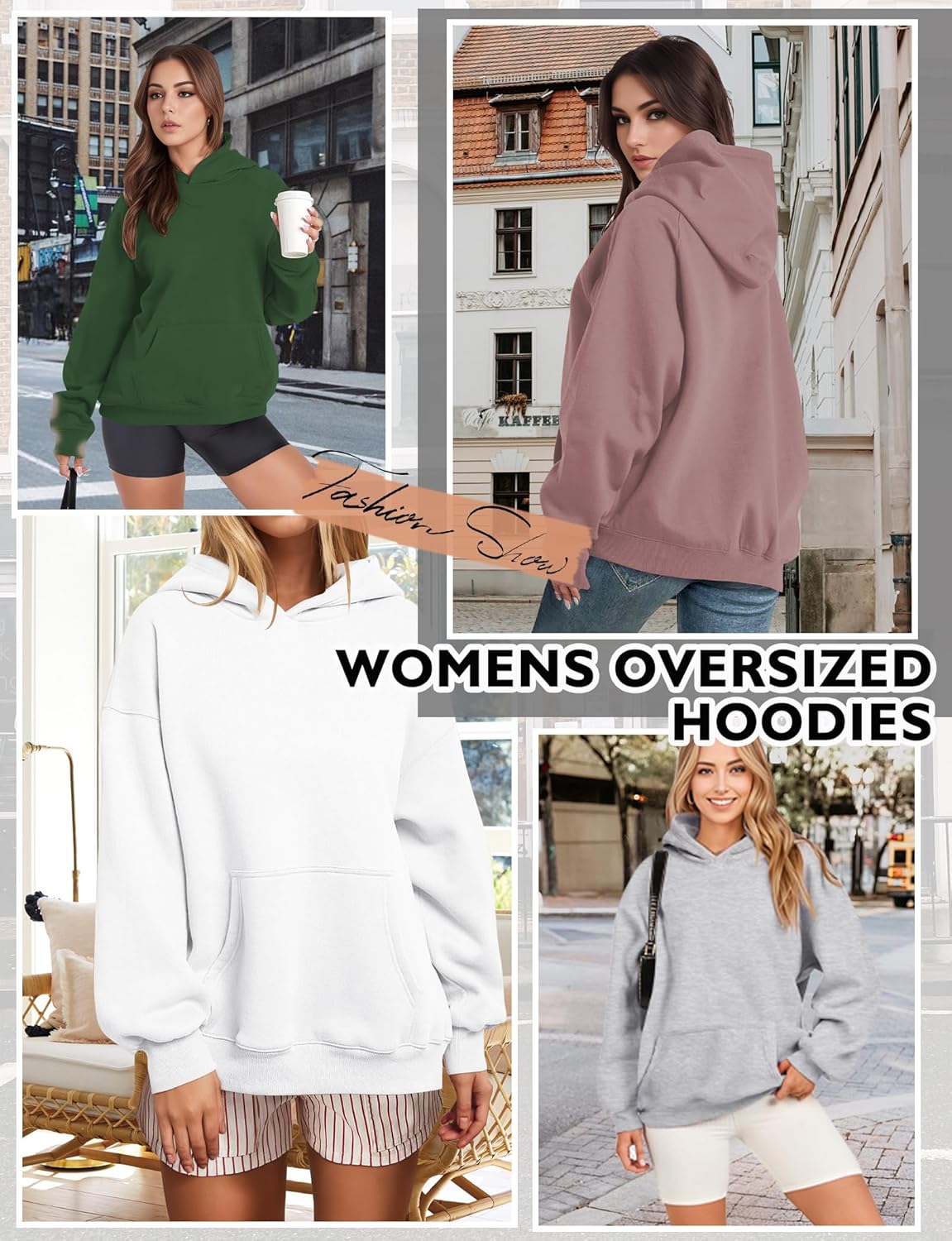 Oversized Hoodies for Women, Long Sleeve Fleece Womens Sweatshirt with Pocket Pullover Outfits Winter Clothes, Medium, Grey