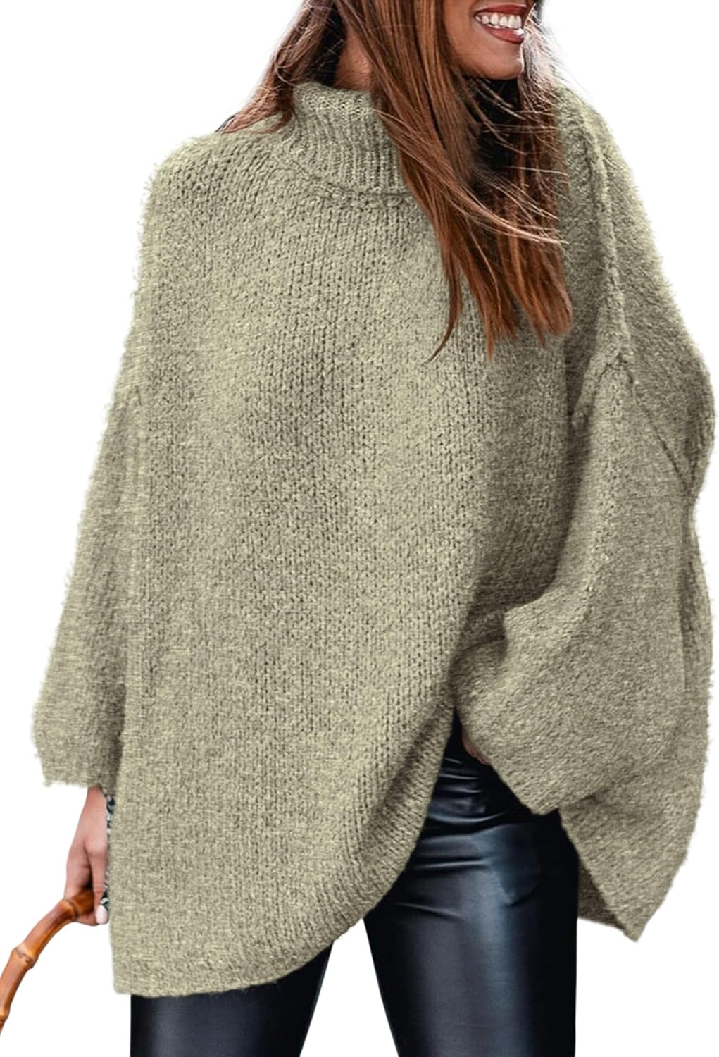 PRETTYGARDEN Women's 2025 Fall Turtleneck Oversized Sweaters Long Sleeve Chunky Knit Pullover Tops Winter Fashion Clothes