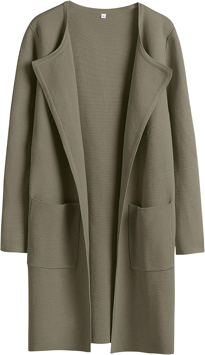 ANRABESS Womens Cardigan Sweater Open Front Knit Long Coatigan Dressy Casual Jacket Coat 2025 Fall Outfits Classy Clothes