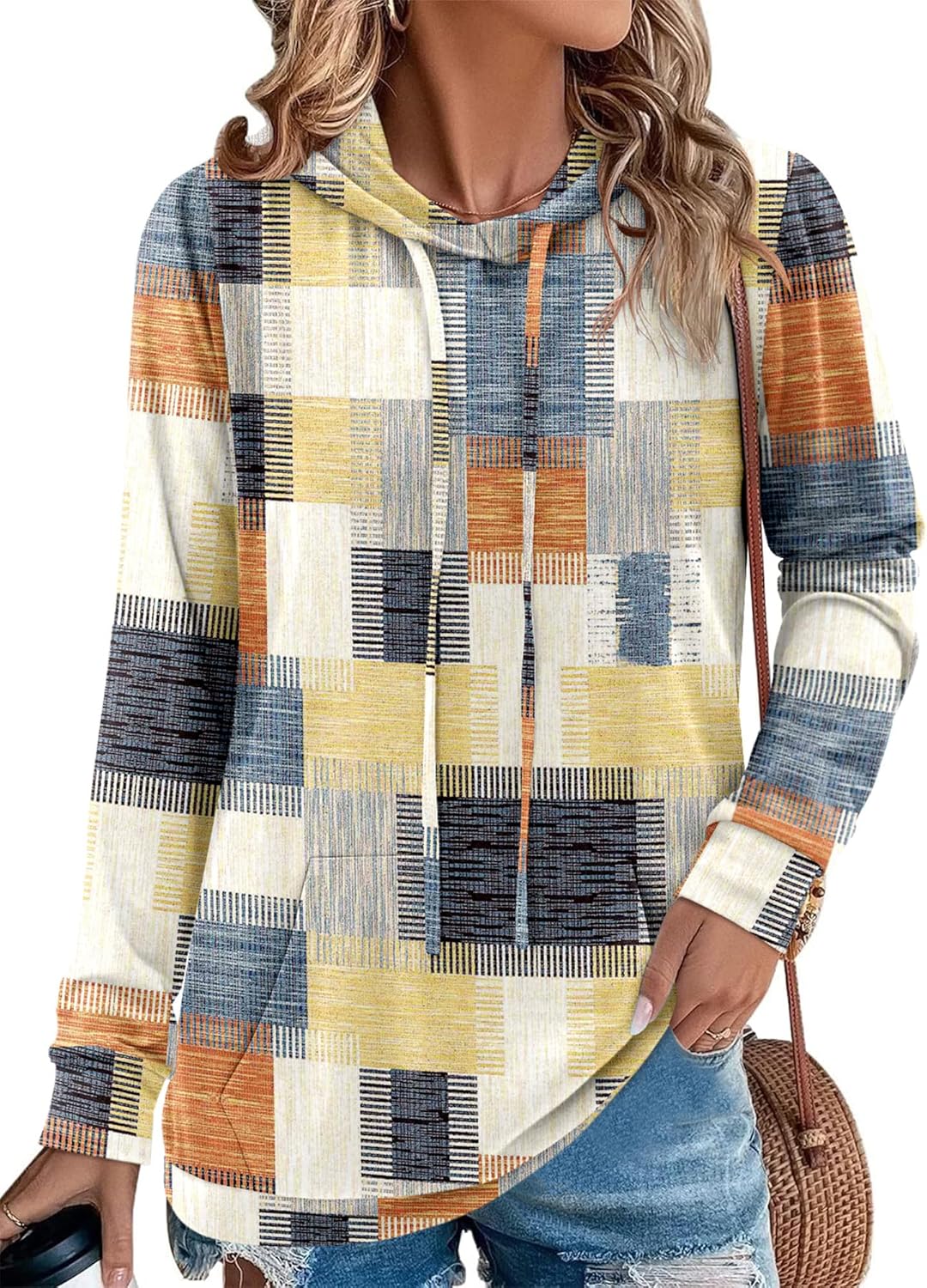 Angerella Hoodies for Women Camo Leopard Print Tops Pullover Hooded Sweatshirt Drawstring with Pocket