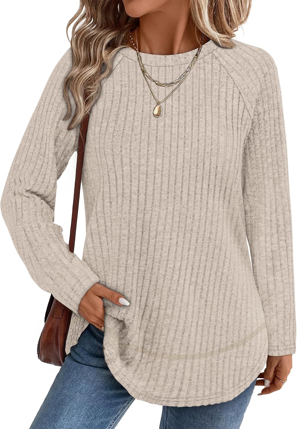 WIHOLL Long Sleeve Shirts for Women Fall Sweaters 2025 Lightweight Casual Tunic Tops Loose Fit Winter Clothing S-2XL