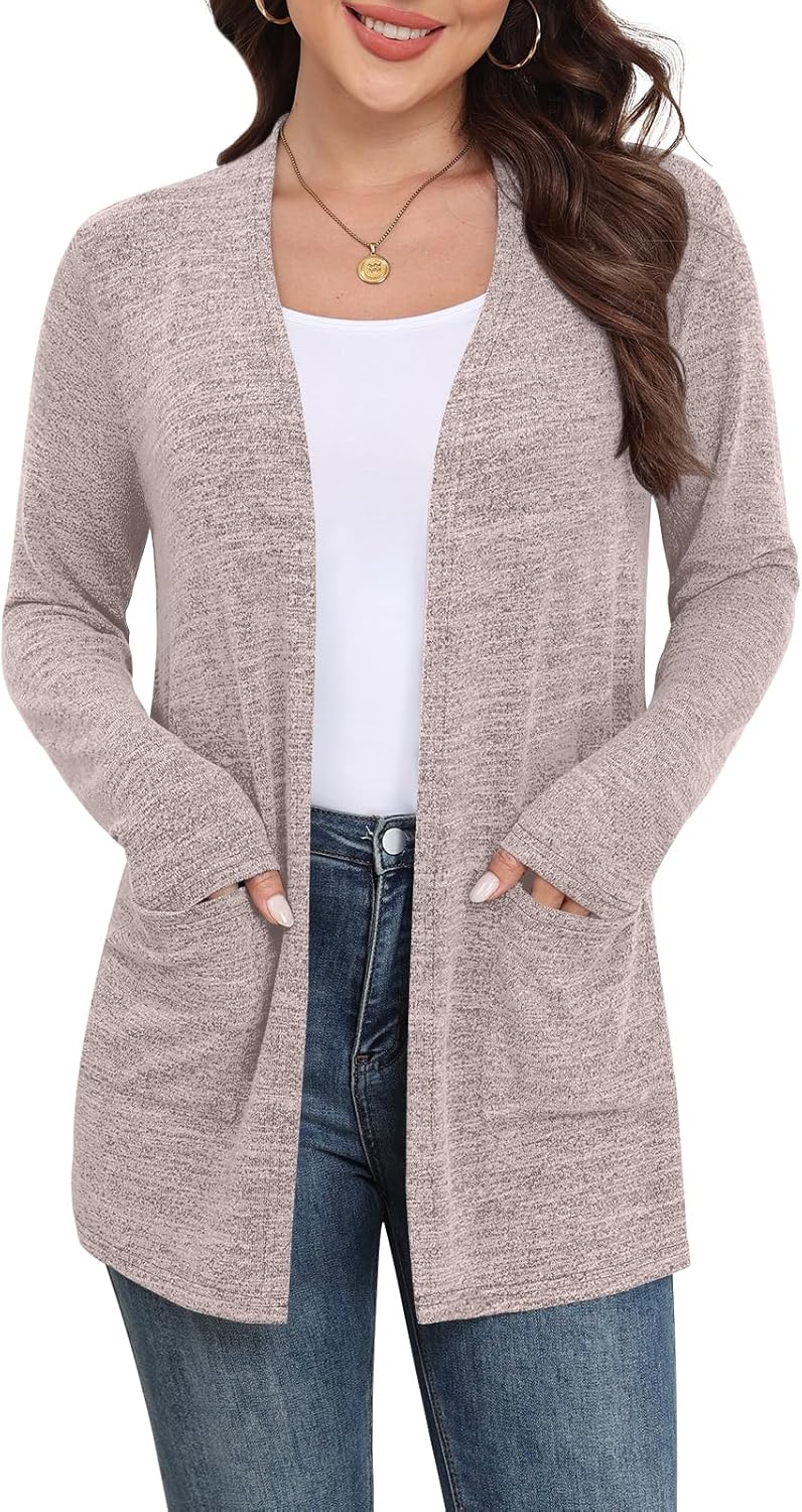 Yincro Womens Lightweight Cardigan Long Sleeve Open Front Casual Sweater Cardigans with Pockets