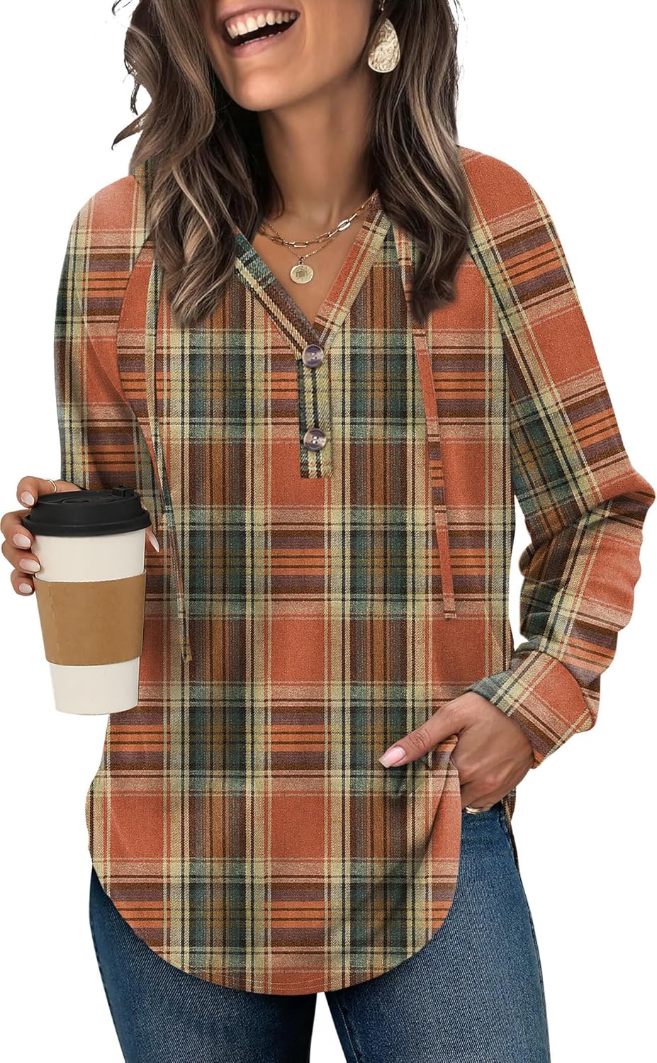 OFEEFAN Womens Hoodies Pullover Sweaters Tunic Tops for Women Loose Fit Dressy Oversized Sweatshirt with Buttons