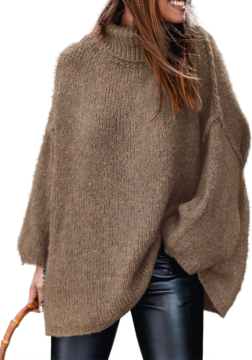 PRETTYGARDEN Women's 2025 Fall Turtleneck Oversized Sweaters Long Sleeve Chunky Knit Pullover Tops Winter Fashion Clothes