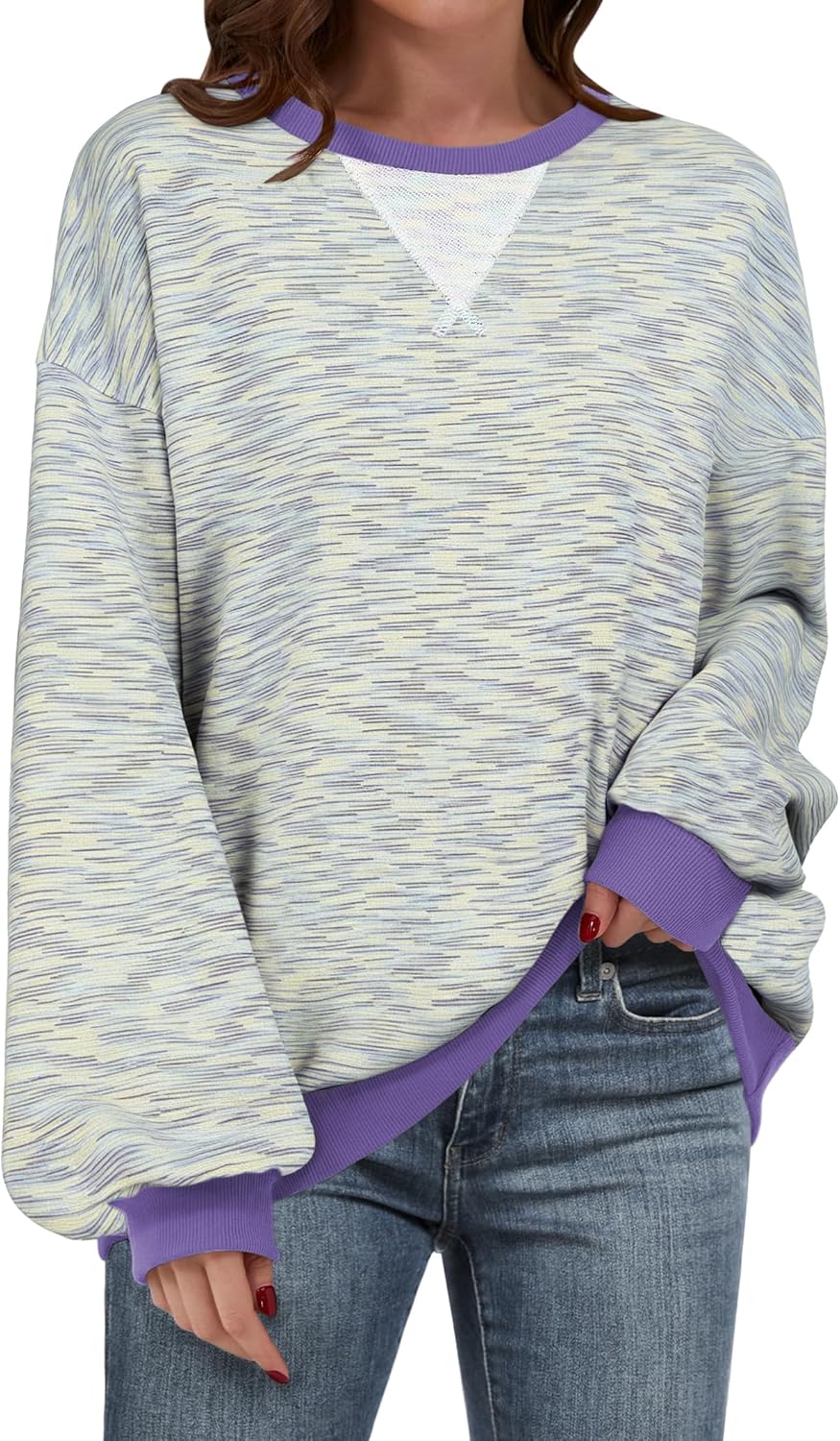 ANRABESS Women Striped Sweatshirts Oversized Crewneck Long Sleeve Shirts Y2K Pullover Top 2025 Fall Outfits Fashion Clothes