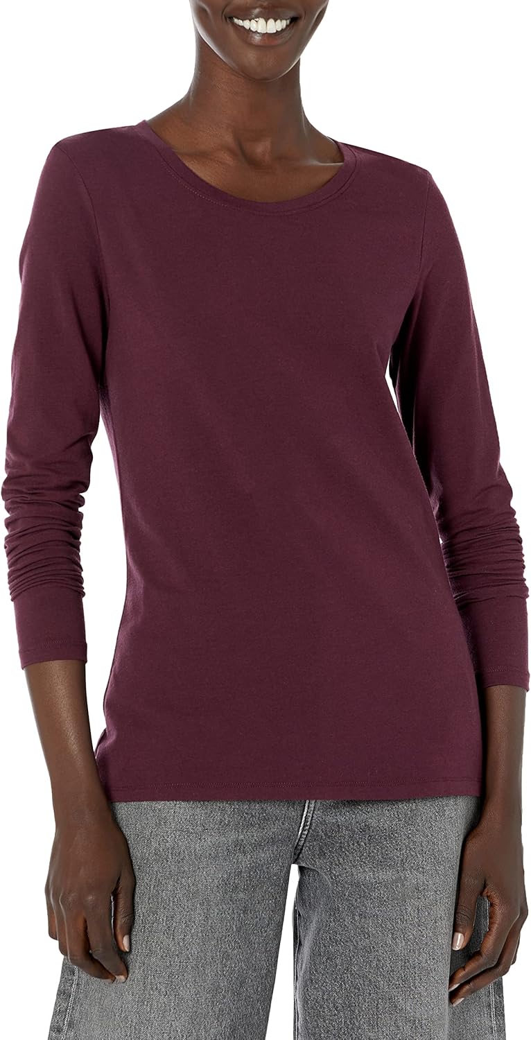 Amazon Essentials Womens Regular-Fit Long-Sleeve Crewneck T-Shirt (Available in Plus Size)
