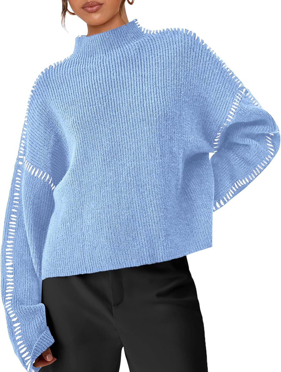 PRETTYGARDEN Women's Chunky Knit Sweaters 2025 Fall Long Sleeve Mock Neck Oversized Pullover Tops Winter Fashion Clothes