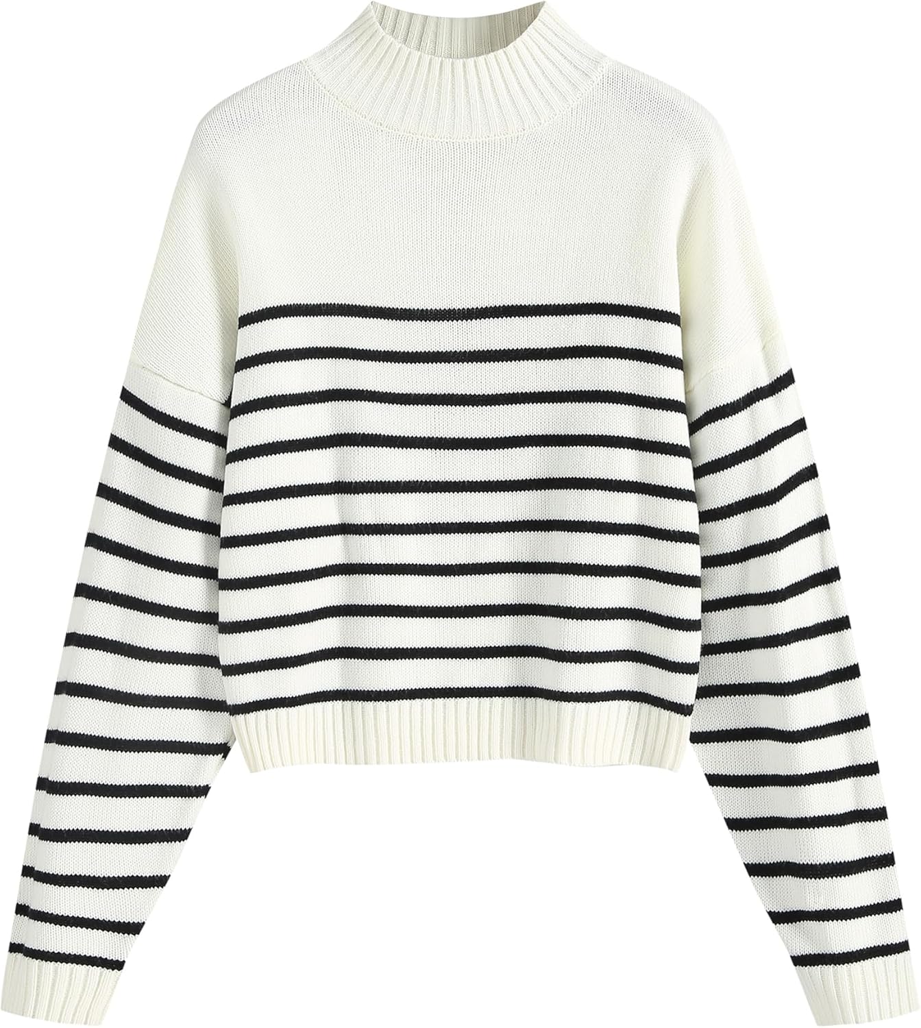 ZAFUL Women's Cropped Turtleneck Sweater Lantern Sleeve Ribbed Knit Pullover Sweater Jumper