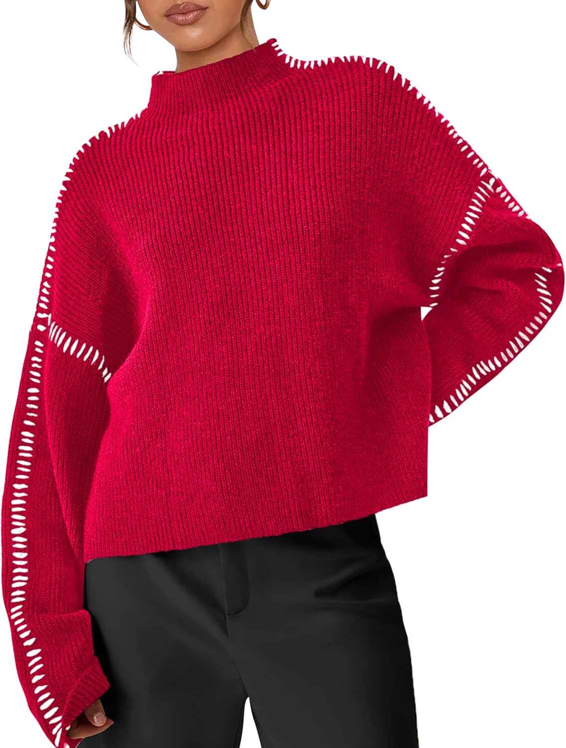 PRETTYGARDEN Women's Chunky Knit Sweaters 2025 Fall Long Sleeve Mock Neck Oversized Pullover Tops Winter Fashion Clothes