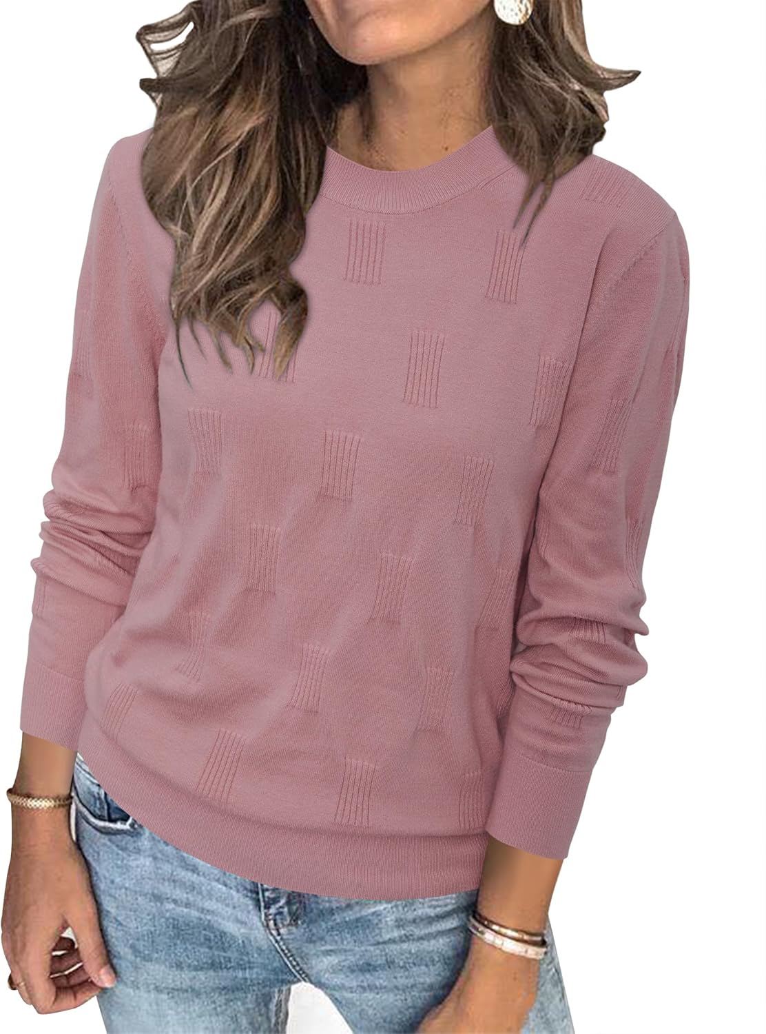 Arach&Cloz Women's Soft Knit Sweater Fall Dressy Casual Pullover Tops