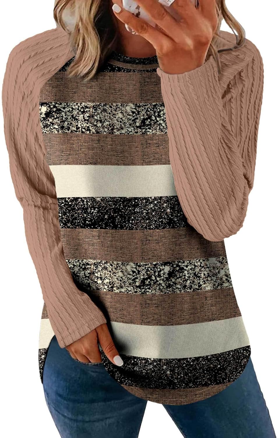 SAMPEEL Sweatshirt for Women Long Sleeve Shirts Crewneck Sweaters Fall Fashion Outfits 2025 Trendy Tunic Tops Plus Size