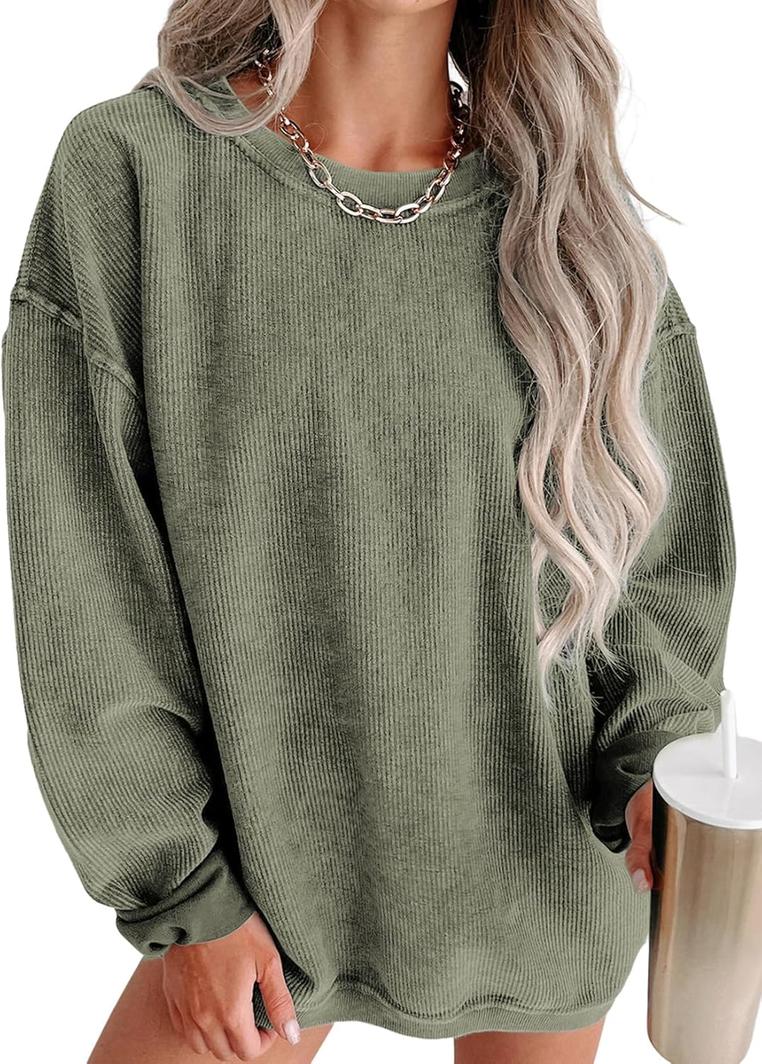 SHEWIN Women Casual Oversized Long Sleeve Crewneck Sweatshirts Pullover Tops, S-XXL