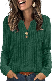 SAMPEEL Womens Sweaters Lightweight Long Sleeve Shirts V Neck Tops with Button Fall Outfits 2025