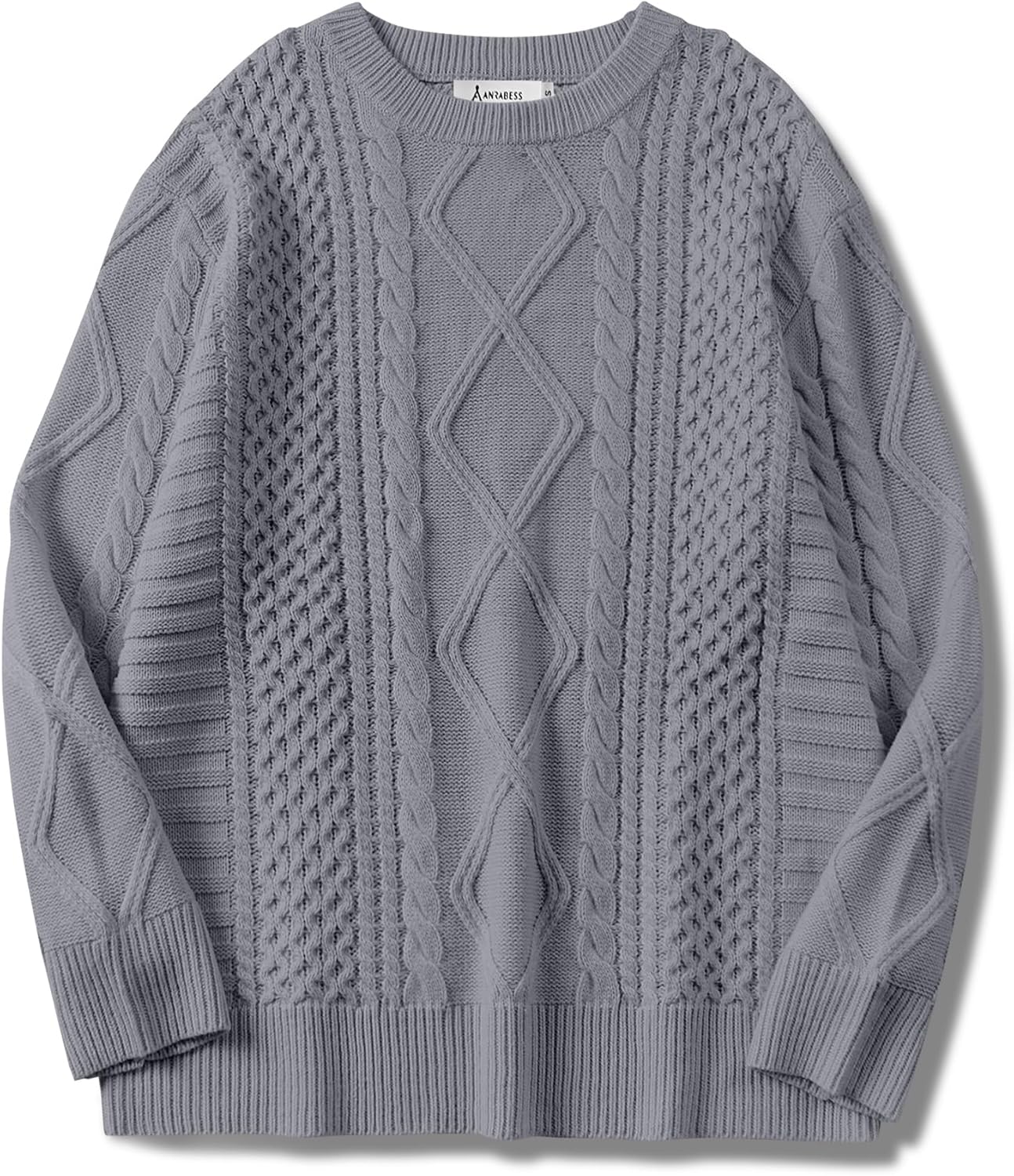 ANRABESS Sweaters for Women Oversized Cable Knit Fall Long Sleeve Crewneck Casual Pullover Sweater Tops 2025 Winter Outfits