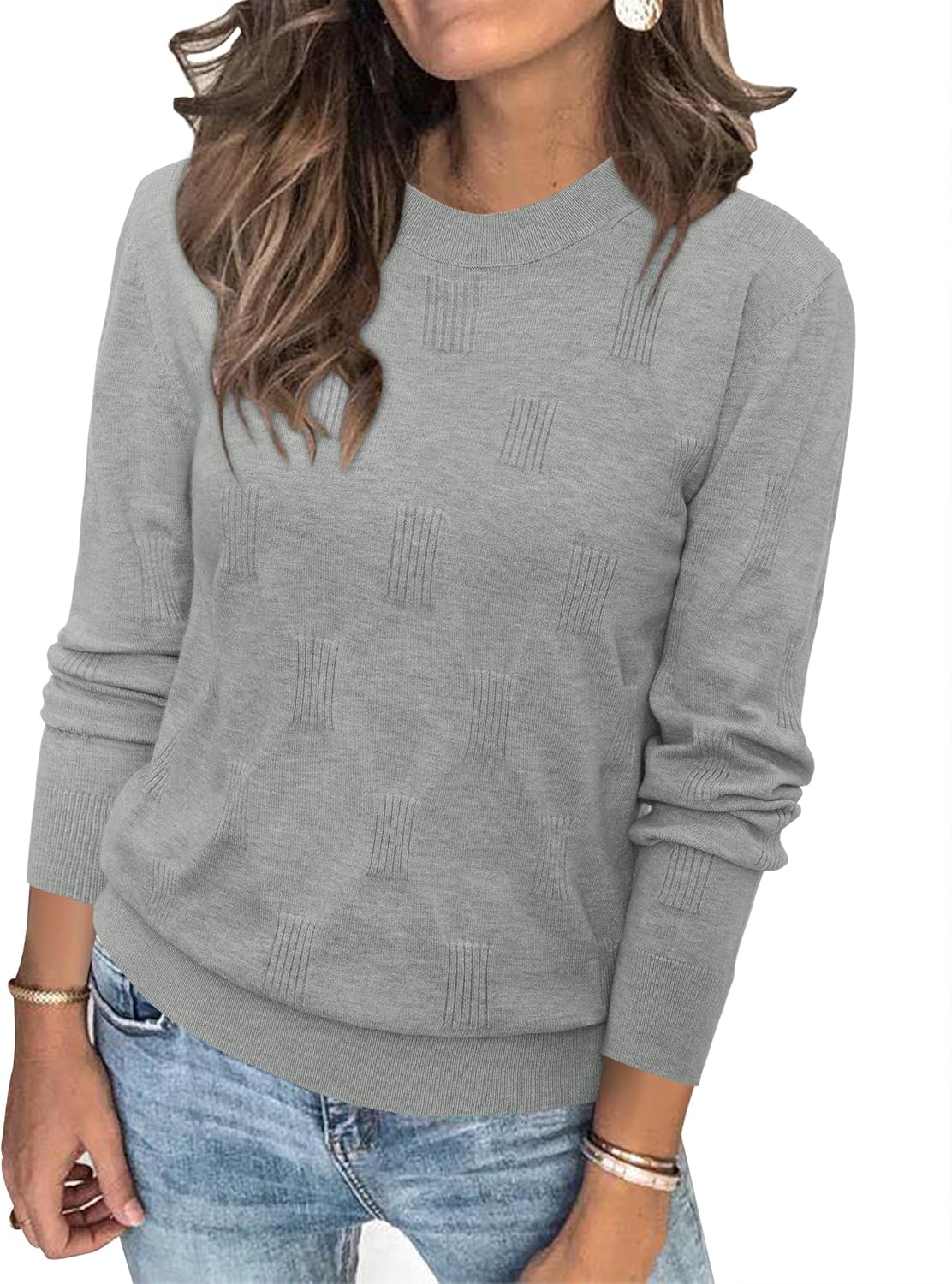 Arach&Cloz Women's Soft Knit Sweater Fall Dressy Casual Pullover Tops