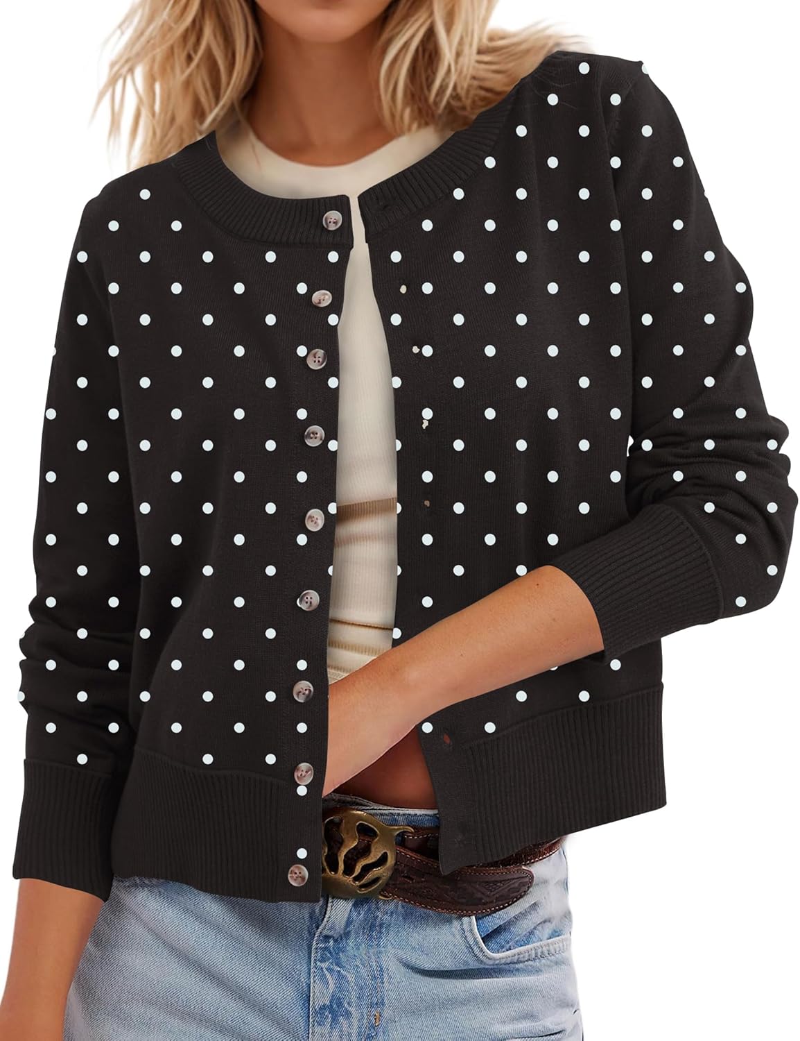 Leopard Cardigan Open Front Button Up Sweaters for Women Long Sleeve Shrug Cheetah Print Top Cropped Cardigan Jackets
