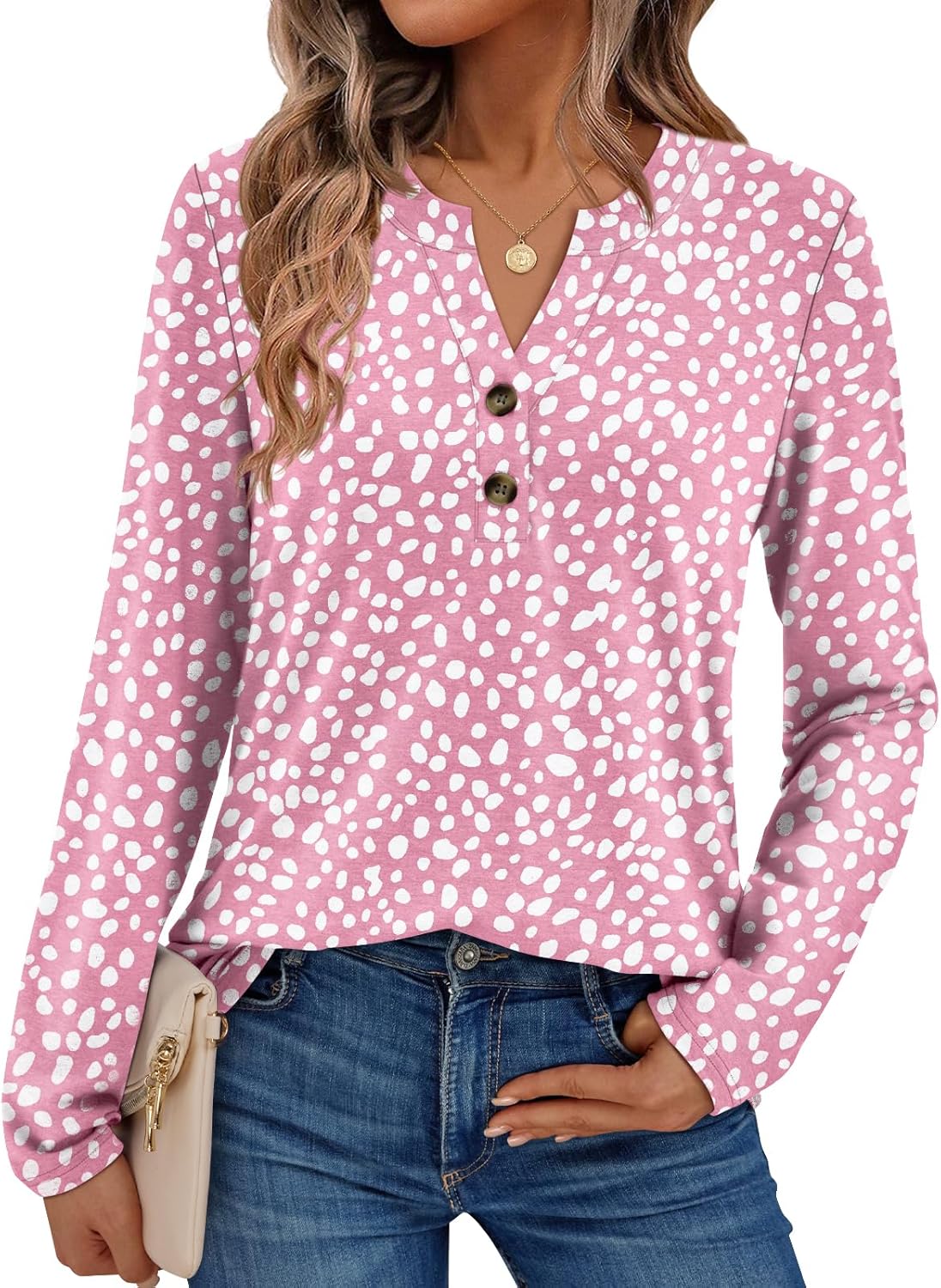 AUTOMET Women's Long Sleeve Shirts 2025 Fall Fashion Dressy Casual Tops Trendy Henley Blouses Cute Work Outfits Clothes