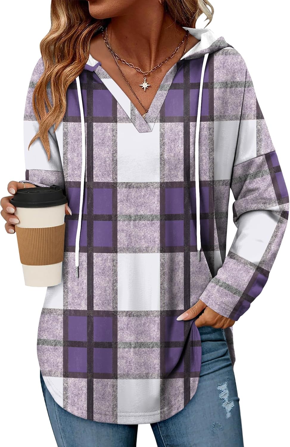 Angerella Womens Fashion Hoodies Pullover Oversized Sweatshirt Long SLeeve Drawstring Hooded Fall Shirts Loose Fit