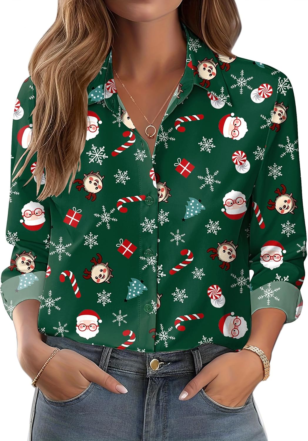 Zeagoo Button Down Shirts for Women Dressy Floral Printed Long Sleeve Blouse Business Casual Work Tops