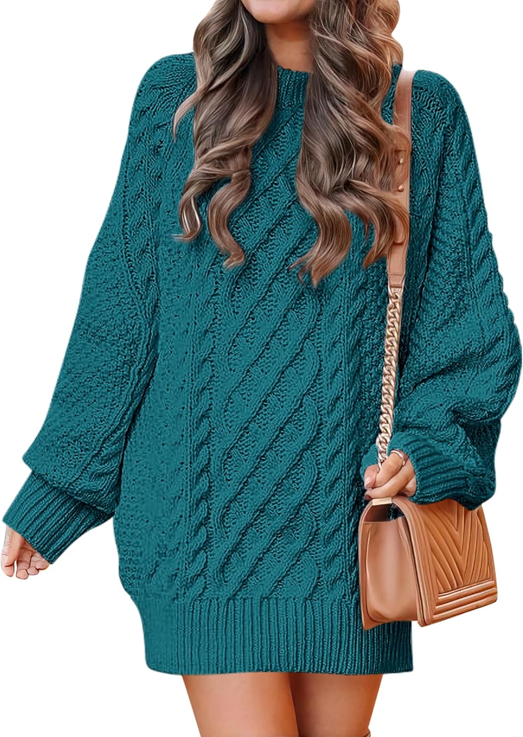 ANRABESS Womens Sweater Dress Oversized Cable Knit Chunky Long Sleeve Short Dresses 2025 Fall Outfits Vacation Winter Clothes